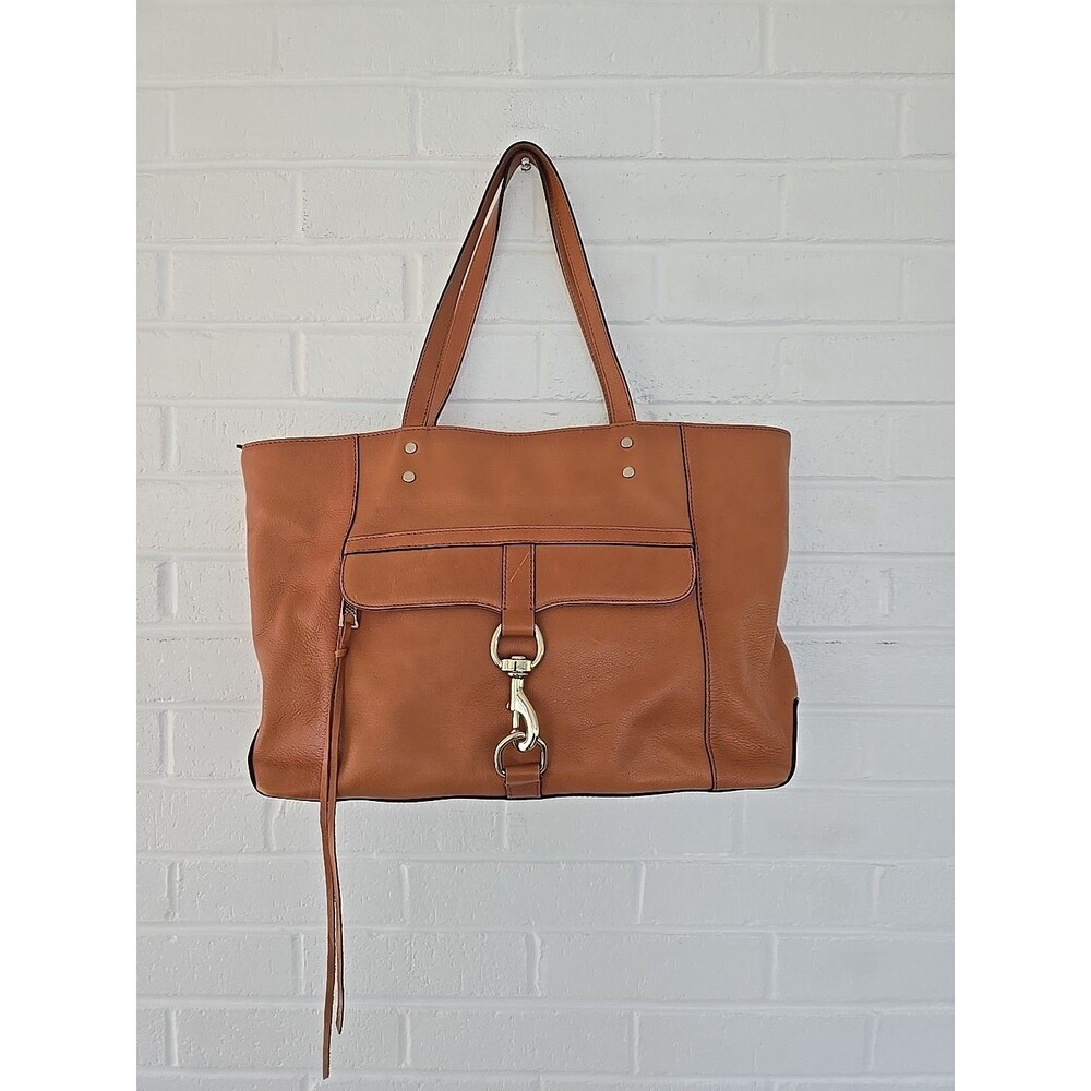 Rebecca Minkoff Tan Leather Handbag Satchel Shoulder Bag Gold Hardware Tote